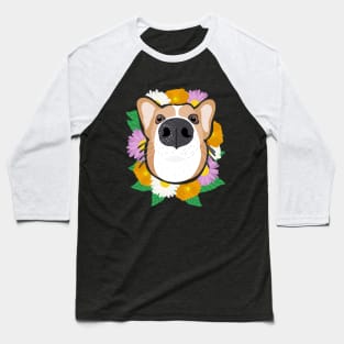 Corgi with Flowers Baseball T-Shirt